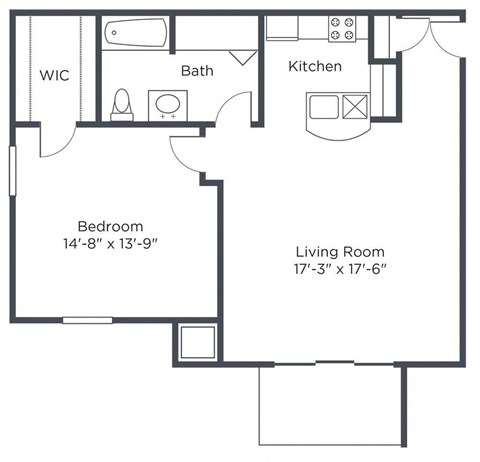 a floor plan of a house with a bedroom and a living room